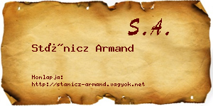 Stánicz Armand névjegykártya